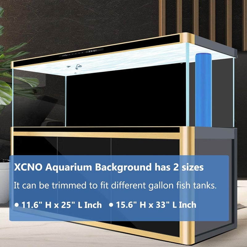 XCNO Blue Black Aquarium Background Poster Fish Tank Background Wallpaper Aquarium Backdrop Double-Sided Fish Tank Decorations Paper 12"x 25" - Image 2